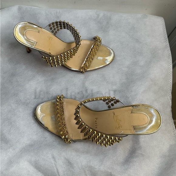 Christian Louboutin PVC Gold Spiked Heels Pumps (Authentic, Rare) 39 - Picture 7 of 15